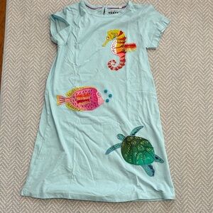 Mini Boden Light Blue Dress with embroidered fish